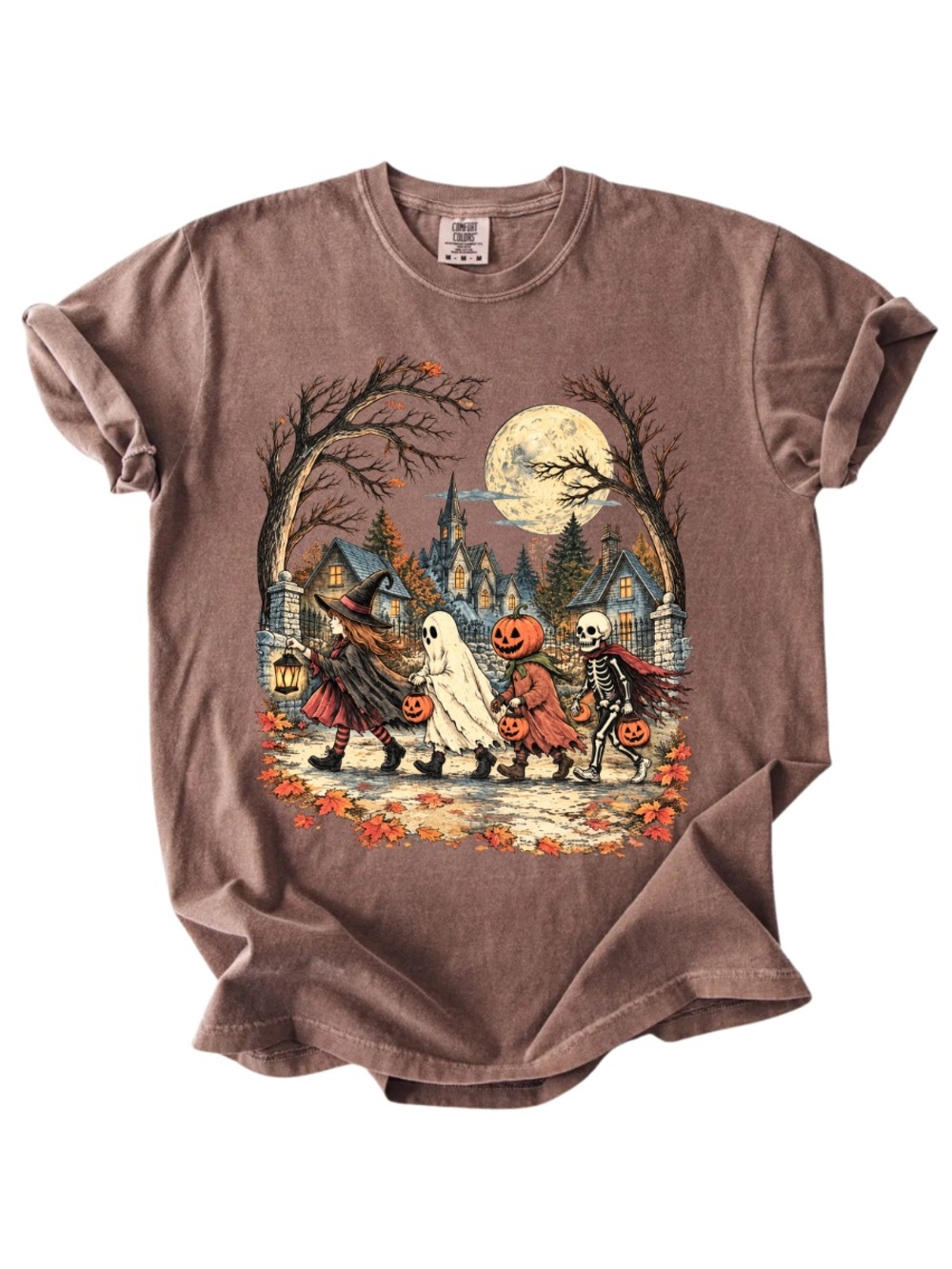 Comfort Colors Brown Vintage Halloween Trick-or-Treat Graphic Tee